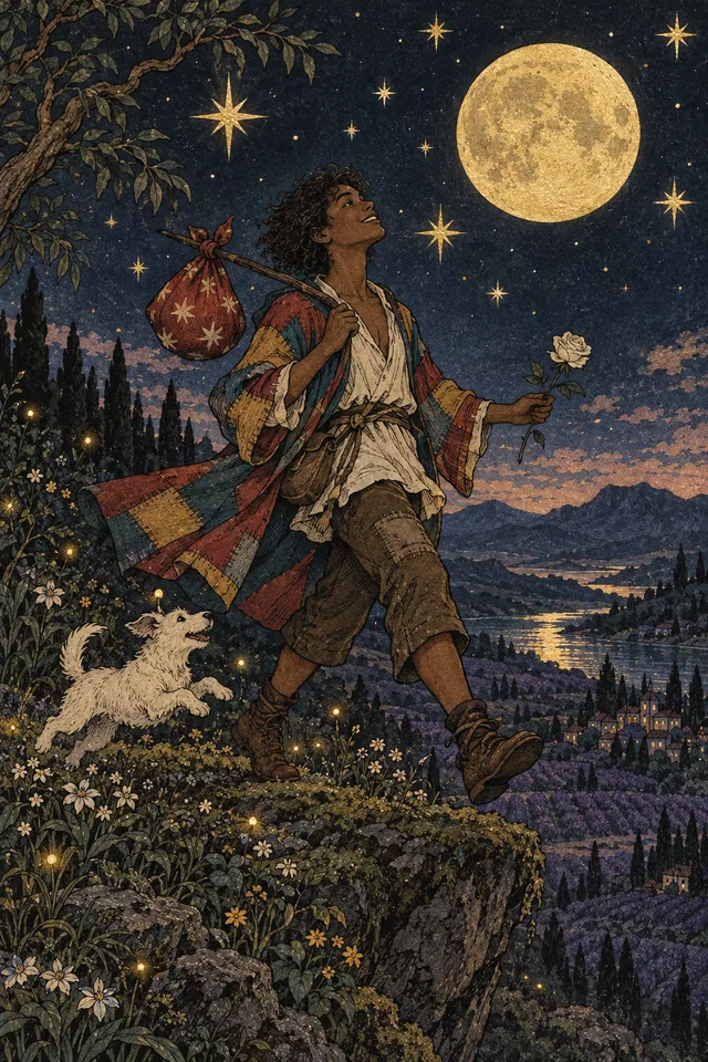 The Fool tarot card, from A Little Witchy's painted deck