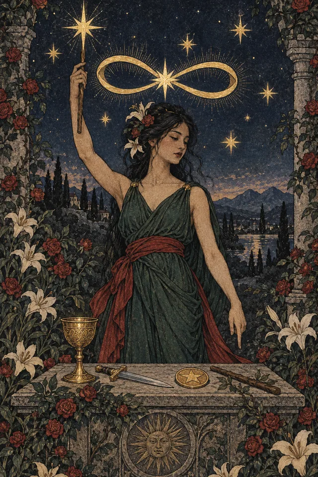 The Magician tarot card, from A Little Witchy's painted deck