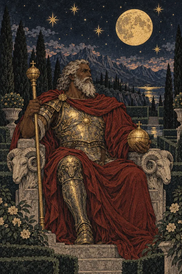 The Emperor tarot card, from A Little Witchy's painted deck