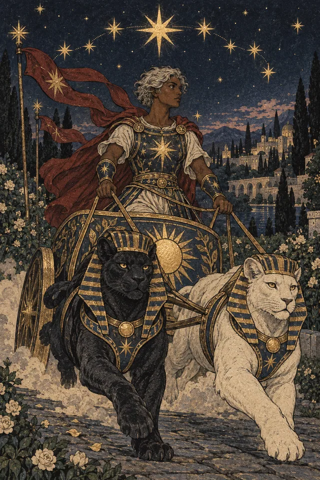 The Chariot tarot card, from A Little Witchy's painted deck