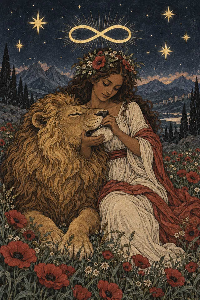 Strength tarot card, from A Little Witchy's painted deck