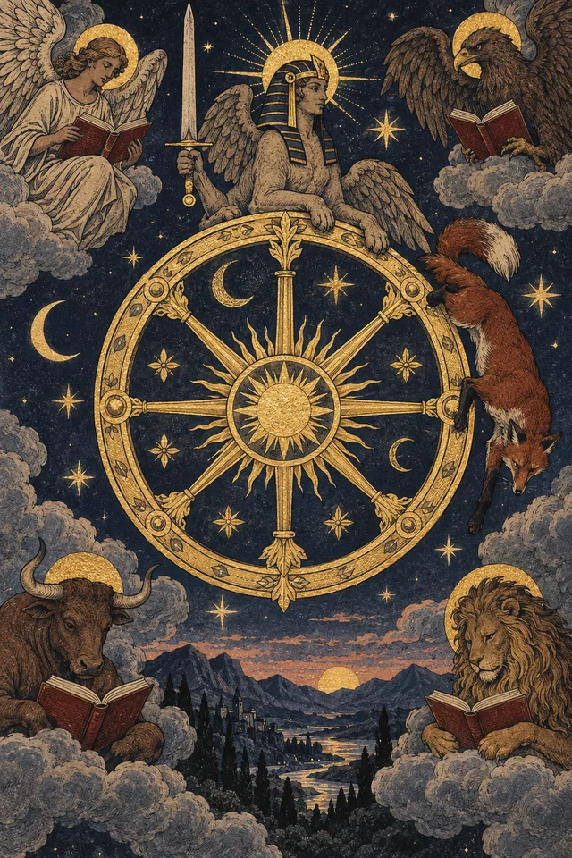 Wheel of Fortune tarot card, from A Little Witchy's painted deck