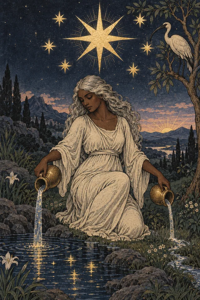 The Star tarot card, from A Little Witchy's painted deck