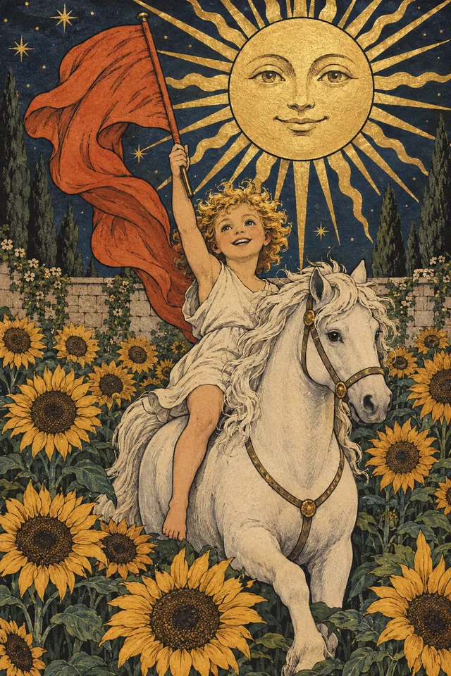 The Sun tarot card, from A Little Witchy's painted deck