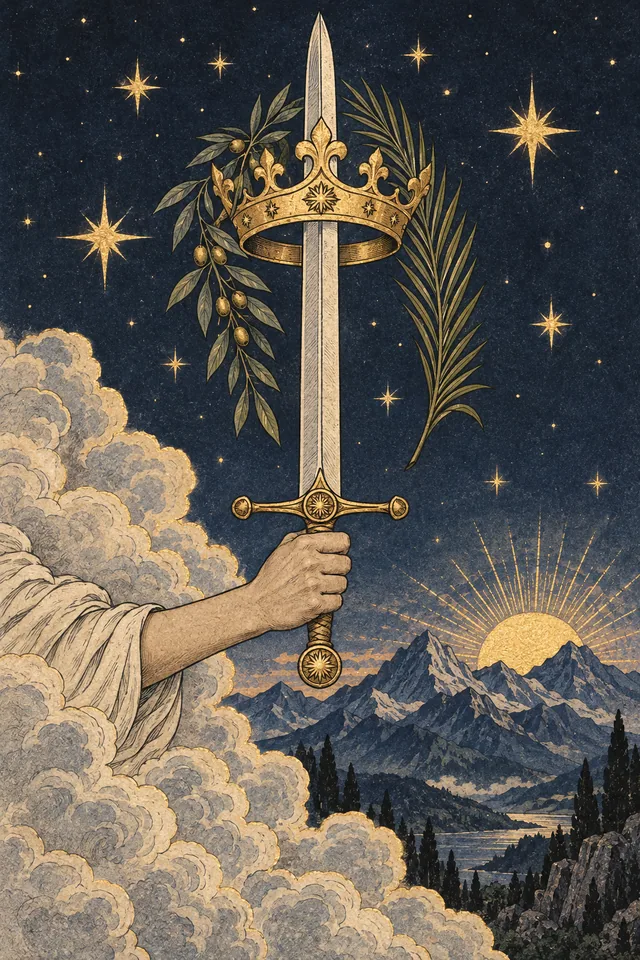 Ace of Swords tarot card, from A Little Witchy's painted deck