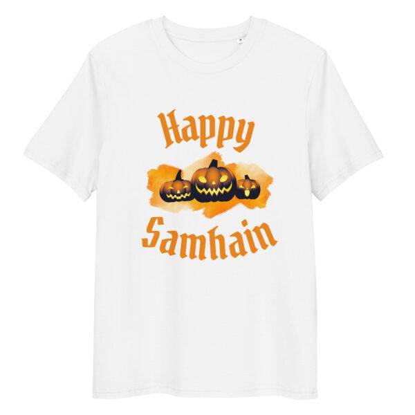 Happy Samhain Pumpkin Organic T-Shirt - Image 5